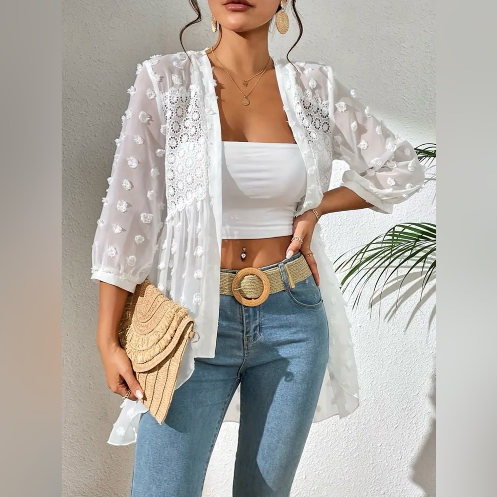 🎉HP 12/3🎉White Sheer Cardigan, NIB - Picture 2 of 7